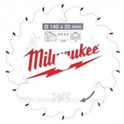Milwaukee lame de scie circulaire diamètre 140 mm alésage 20 mm